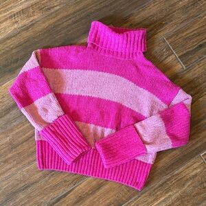 LIKE NEW Pink Rose Women’s Pink Striped Turtleneck Sweater